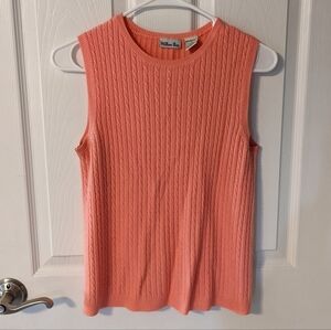 Vintage Preppy Cable Knit Sleeveless Sweater in‎ Coral from Willow Bay Size S